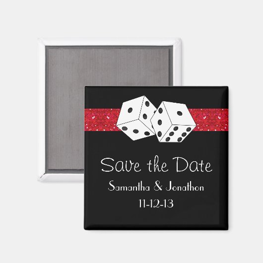 Las Vegas Dice Theme Hot Red Save the Date Magnet (Vorderseite/Rückseite)