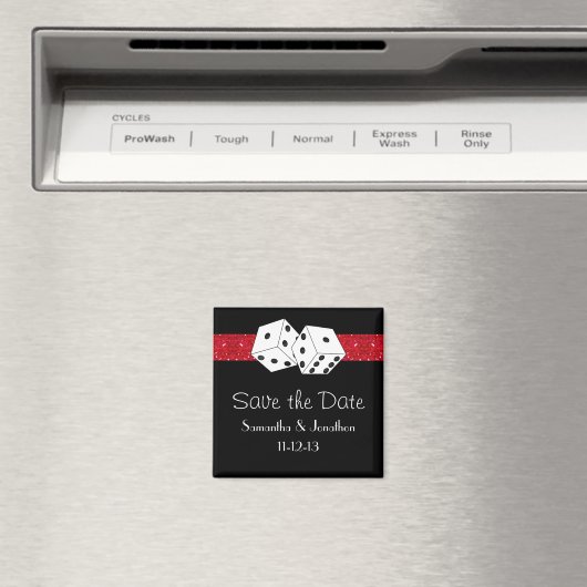 Las Vegas Dice Theme Hot Red Save the Date Magnet (In Situ (Geschirrspüler))
