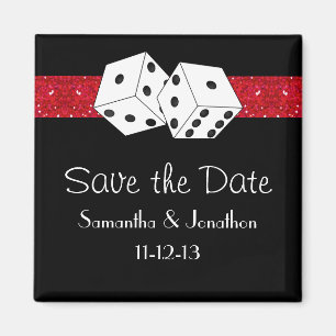 Las Vegas Dice Theme Hot Red Save the Date Magnet