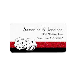 Las Vegas Dice Theme Ruby Red & Black Imitats Glit Adressaufkleber