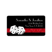 Las Vegas Dice Theme Ruby Red & Black Imitats Glit Adressaufkleber (Vorne)