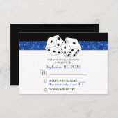 Las Vegas Dice Theme UAWG Royal Blue Imitats Glitz RSVP Karte (Vorne/Hinten)