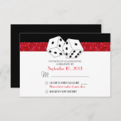 Las Vegas Dice Theme UAWG Ruby Red Imitats Glitzer RSVP Karte (Vorne/Hinten)