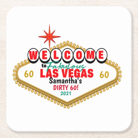 Las Vegas Dirty Birthday Party Custom Matching Rechteckiger Pappuntersetzer (Vorderseite)