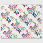 Las Vegas Doggy Frohe Weihnachtswrapping Paper Geschenkpapier (Flach)