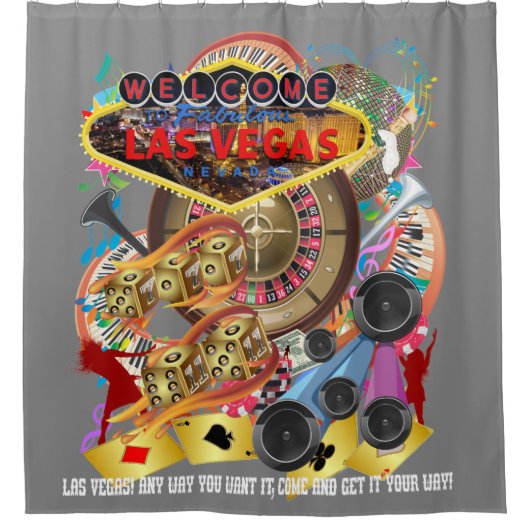 Las Vegas-Duschvorhang-Sammlungs-Grau Duschvorhang (Vorderseite)