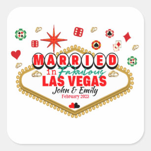 Las Vegas Ehepaar passend Urlaub Nevada Quadratischer Aufkleber