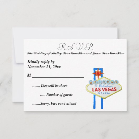 Las Vegas Eiffel Tower Paris Theme UAWG RSVP Karte (Rückseite)