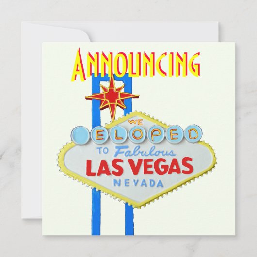 Las Vegas Elope Hochzeitsankündigung Einladung (Vorderseite)