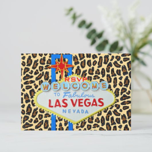 Las Vegas Empfang UAWG Leopard Fur RSVP Karte (Stehend Vorderseite)