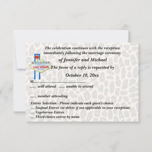 Las Vegas Empfang UAWG Leopard Fur RSVP Karte (Rückseite)