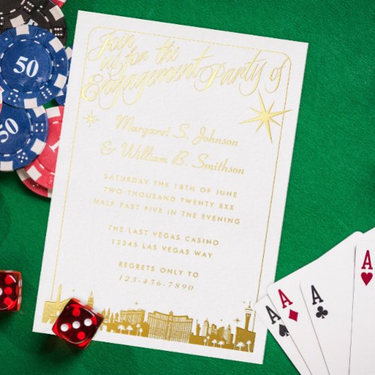 Las Vegas Engagement Party Gold Foil Einladung