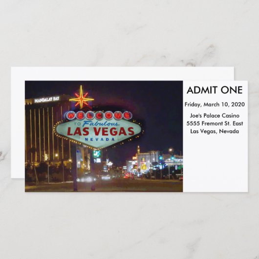 Las Vegas Event Admission Ticket (Vorne/Hinten)