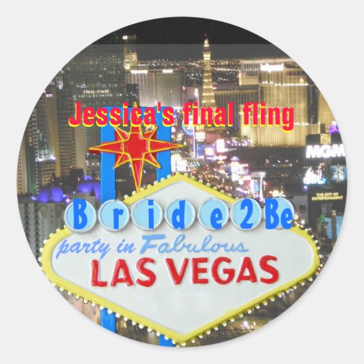 Las Vegas Final Fling Bridge zu sein Runder Aufkleber (Vorderseite)