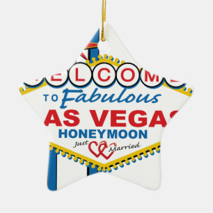 Las Vegas Flitterwochen retro Keramik Ornament