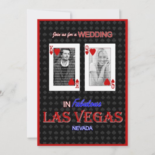 Las Vegas Foto Wedding Invitation - King & Queen Einladung (Vorderseite)