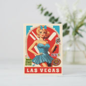 Las Vegas, Frau mit Karten, Reisen Postkarte (Stehend Vorderseite)