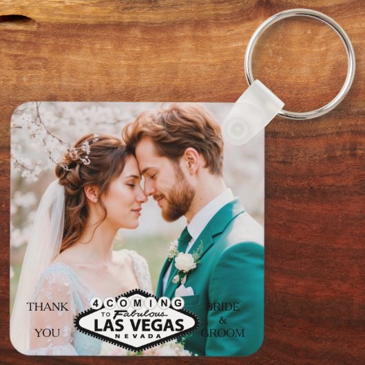 Las Vegas Gastgeschenk Hochzeit Foto Vielen Dank Schlüsselanhänger (Rückseite)