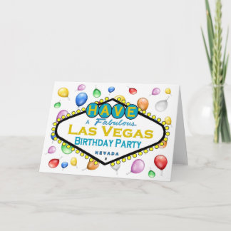 Las Vegas Geburtstagsparty Card mit Balloons! Karte