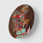 Las Vegas Glitzer Gulch Runde Wanduhr (Winkel)