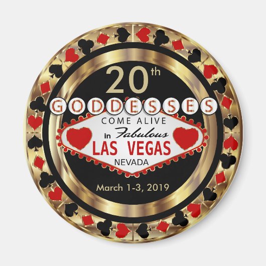 Las Vegas Goddess Poker Chip Design Magnet (Vorne)