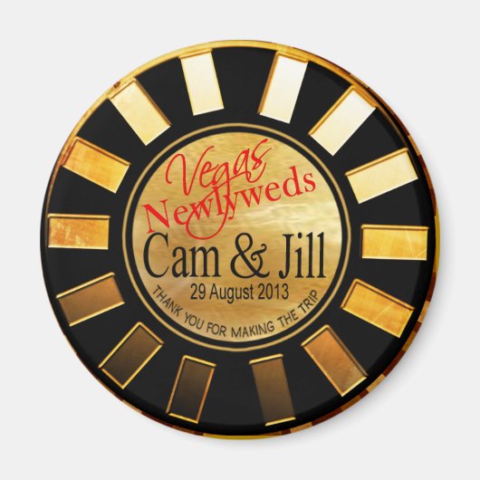 Las Vegas Gold Black Retro Casino Magnet (Vorne)