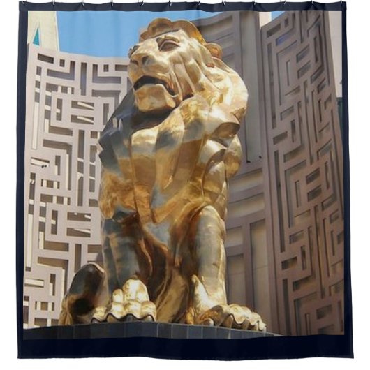 LAS VEGAS GOLDEN LION STATUE DUSCHVORHANG (Vorderseite)