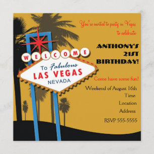 Las Vegas goldfarbene Geburtstagseinladungen Einladung
