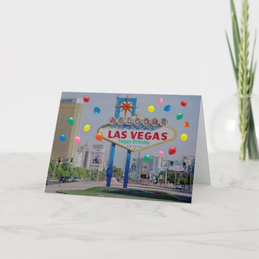 Las Vegas Happy Birthday Card mit Balloons Karte (Vorderseite)
