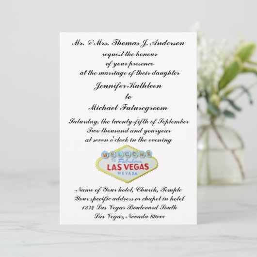 Las Vegas Hochzeit Einladung formell (Stehend Vorderseite)