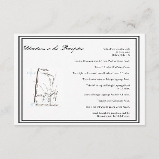 Las Vegas Hochzeit in Urlaubsort Directions Begleitkarte (Vorderseite)