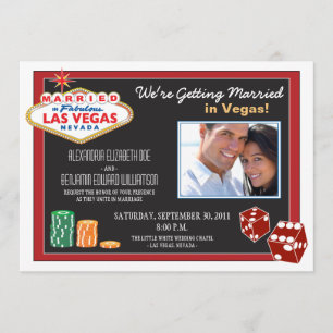 Las Vegas Hochzeit in Urlaubsort Einladung (rot)