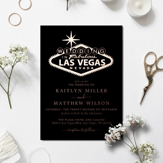 Las Vegas Hochzeit in Urlaubsort Real Folieneinladung