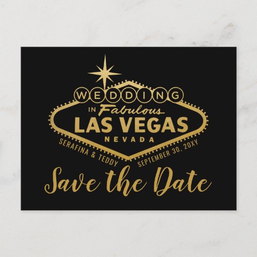 Las Vegas Hochzeit in Urlaubsort Save the Date Ankündigungspostkarte (Vorderseite)