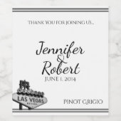 Las Vegas Hochzeit in Urlaubsort Weinkarte Weinetikett (Einzelnes Label)