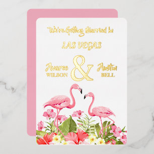 Las Vegas Hochzeit Rosa Flamingos Goldfolie Folie Folieneinladung