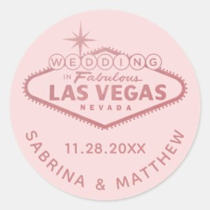 Las Vegas Hochzeit Roségold Rosa Brautparty Runder Aufkleber