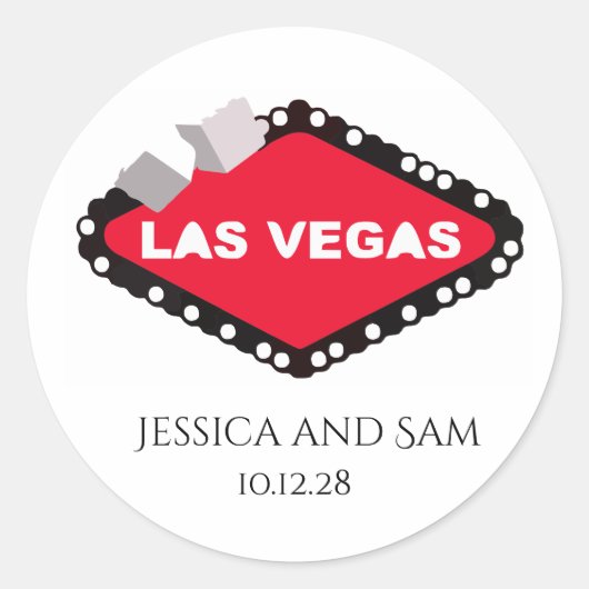Las Vegas Hochzeit Runder Aufkleber (Vorderseite)