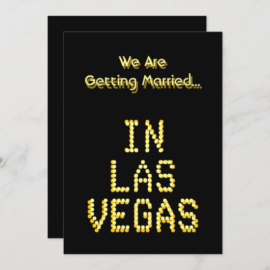 Las Vegas Hochzeit. Schwarz und goldgelb.Gestaltet Einladung (Vorne/Hinten)