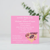 Las Vegas Hochzeiten rosa Herz Einladung (Stehend Vorderseite)