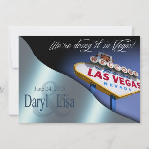 Las Vegas Hochzeitsempfang metallisch blau Einladung