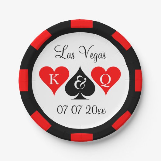 Las Vegas Hochzeitsfeier Poker Chip Design Teller (Vorderseite)