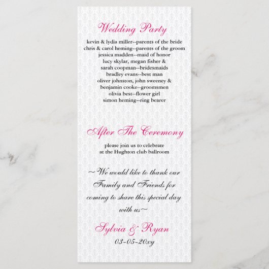 Las Vegas Hochzeitsprogramme Programm (Rückseite)