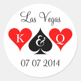 Las Vegas Hochzeitsticker mit Monogramm und Datum Runder Aufkleber
