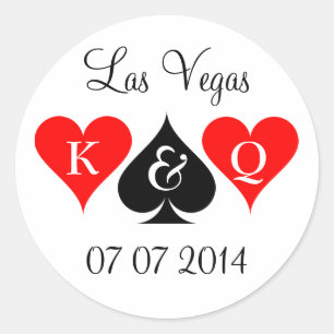 Las Vegas Hochzeitsticker mit Monogramm und Datum Runder Aufkleber