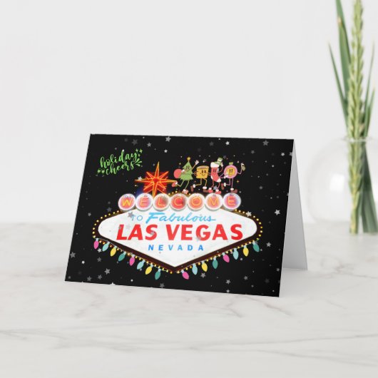 Las Vegas Holiday Cheers Card Dankeskarte (Vorderseite)