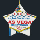 Las Vegas Honeymoon Retro Keramik Ornament<br><div class="desc">Las Vegas Honeymoon Design</div>