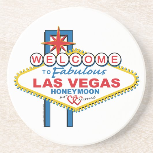 Las Vegas Honeymoon Sandstein Untersetzer (Vorne)