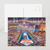 Las Vegas in der Nacht Postkarte (Vorne/Hinten)