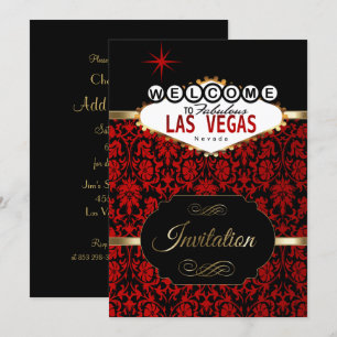 Las Vegas in rotem Damast Party-Einladung Einladung